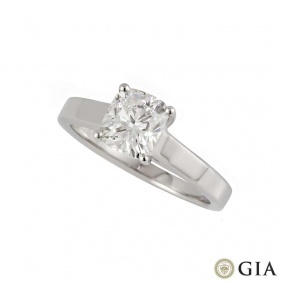 18k White Gold Cushion Cut Diamond Ring 1.25ct F/VS1